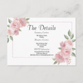 Botanical mint pastel pink floral Details Card Informatiekaartje (Voorkant)