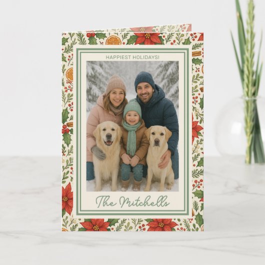 Botanical Mistletoe Classic Floral Art Pattern Feestdagen Kaart (Voorkant)