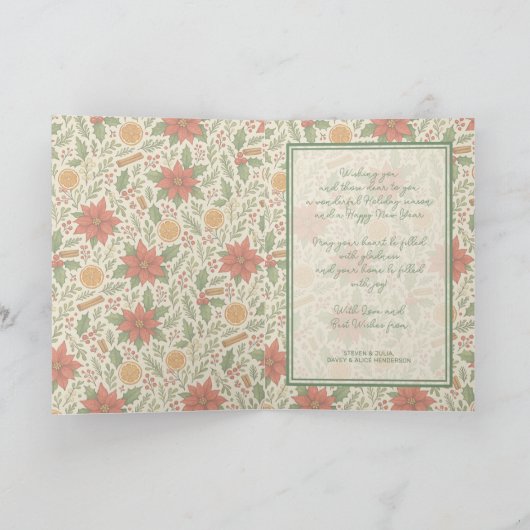 Botanical Mistletoe Classic Floral Art Pattern Feestdagen Kaart (Binnen)