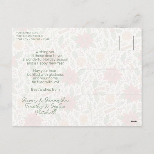 Botanical Mistletoe Classic Floral Art Pattern Feestdagenkaart (Achterkant)