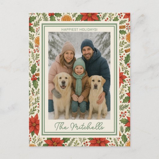 Botanical Mistletoe Classic Floral Art Pattern Feestdagenkaart (Voorkant)