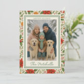 Botanical Mistletoe Classic Floral Art Pattern Feestdagenkaart (Staand voorkant)