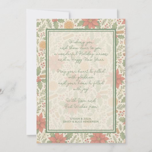 Botanical Mistletoe Classic Floral Art Pattern Feestdagenkaart (Achterkant)