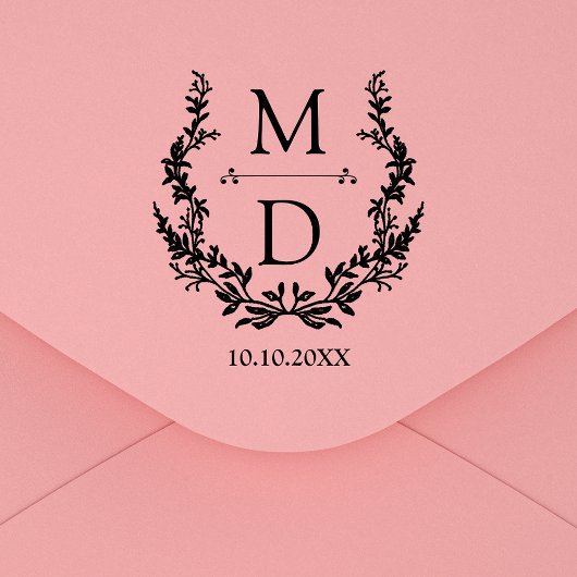 botanical modern initials monogram wedding rubberstempel