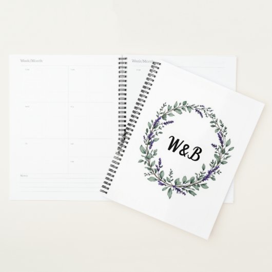 Botanical Monogram Wreath Notebook Planner (Display)