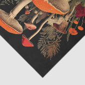 Botanical Mushrooms & Flowers on Black Background Tissuepapier (Detail)