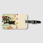 Botanical Nature – Black Cat in Wildflower Garden Bagagelabel (Voorkant (horizontaal))