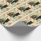 Botanical Nature – Black Cat in Wildflower Garden Cadeaupapier (Hoek)