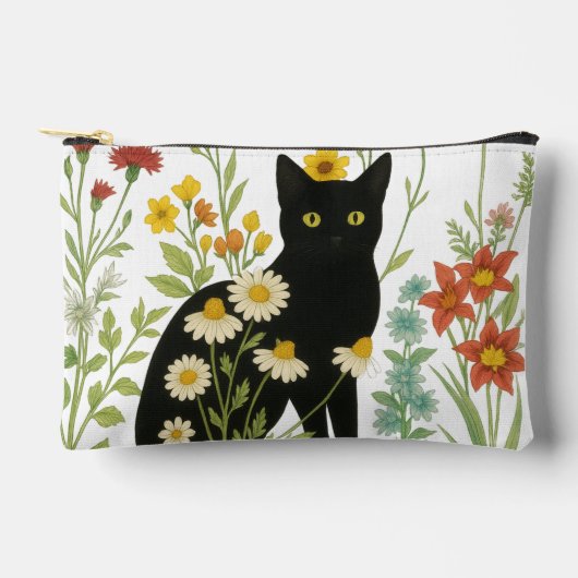 Botanical Nature – Black Cat in Wildflower Garden Etui (Voorkant)