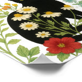 Botanical Nature – Black Cat in Wildflower Garden Poster (Hoek)