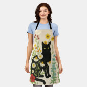 Botanical Nature – Black Cat in Wildflower Garden Schort (Gedragen)