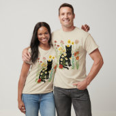 Botanical Nature – Black Cat in Wildflower Garden T-shirt (Unisex)