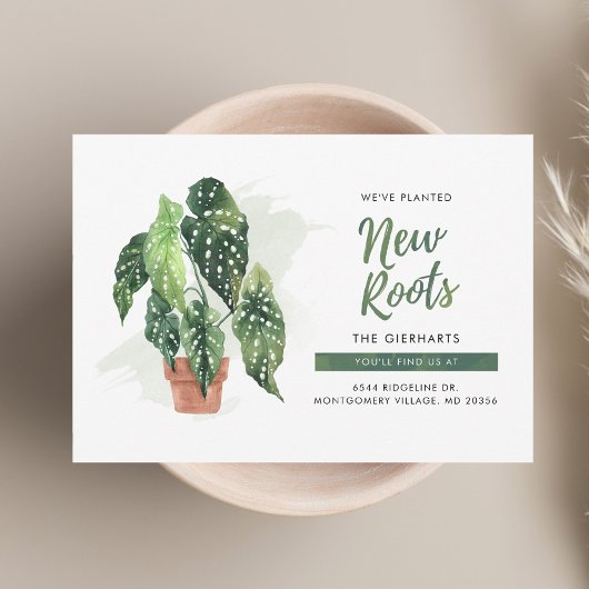 Botanical New Roots Boho Moving Announcement Kaart Notitiekaartje