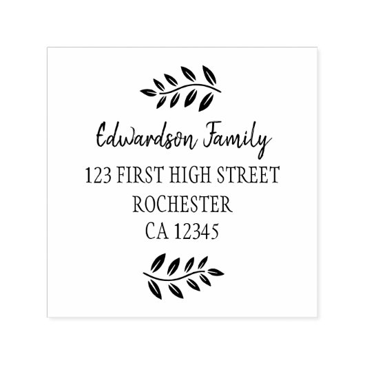 Botanical olive leaves branch script zelfinktende stempel (Design)