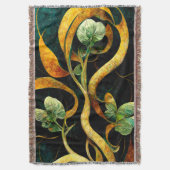 Botanical Orchid Greens & Golds Deken (Voorkant Verticaal)