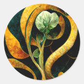 Botanical Orchid Greens & Golds Ronde Sticker (Voorkant)