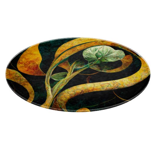 Botanical Orchid Greens & Golds Snijplank (Hoek)