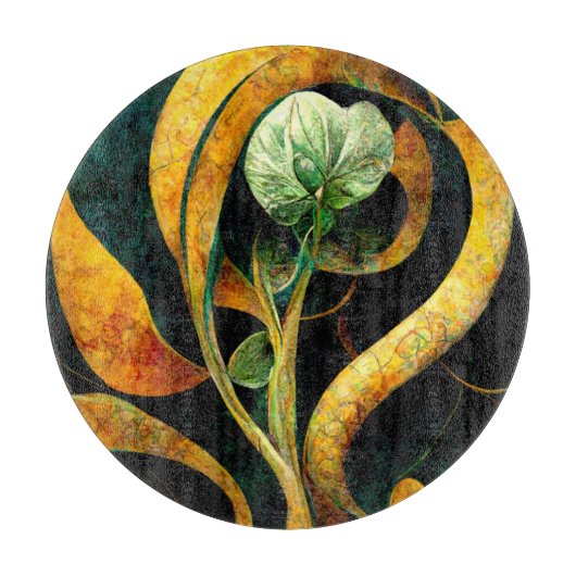 Botanical Orchid Greens & Golds Snijplank (Voorkant)