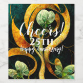 Botanical Orchid Greens & Golds Wijn Etiket (Enkel label)