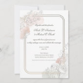Botanical Outline Sage & Blush Floral Wedding Kaart (Voorkant)