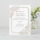 Botanical Outline Sage & Blush Floral Wedding Kaart (Staand voorkant)