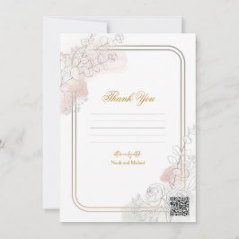 Botanical Outline Sage Blush Floral Wedding Sign Kaart