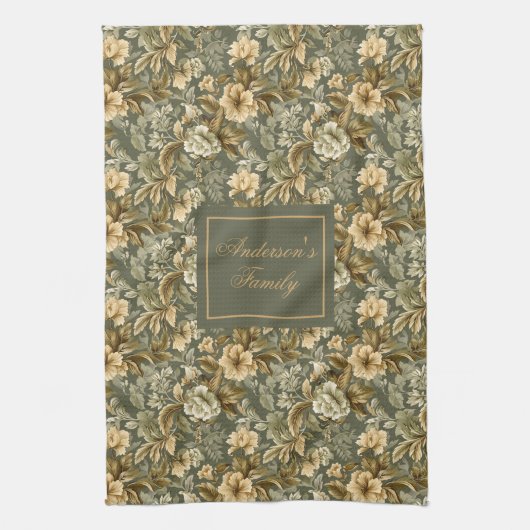 Botanical Pastel Look Personalized Modern Towel  Theedoek (Verticaal)