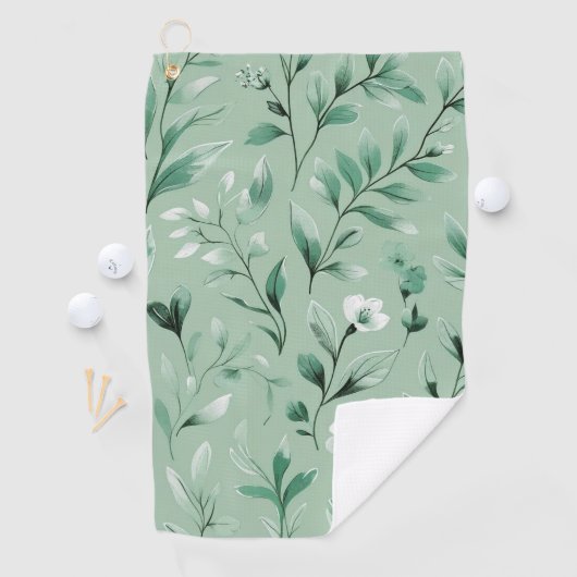  Botanical pattern  in subtle  greens   Golfhanddoek (Insitu)
