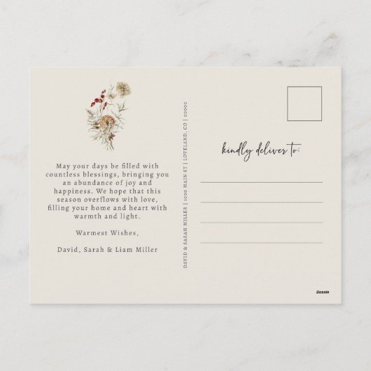 Botanical Photo Christmas Postcard Feestdagenkaart (Achterkant)