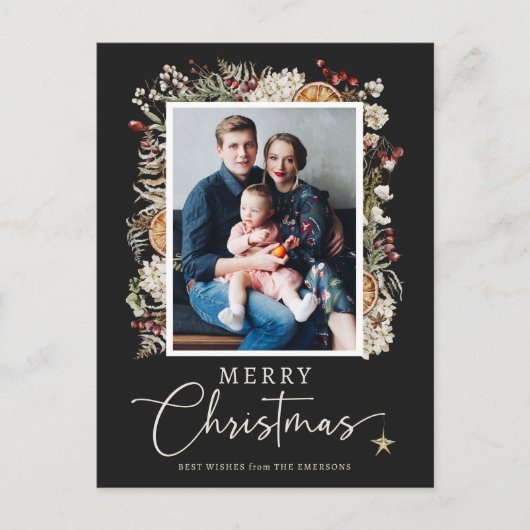 Botanical Photo Christmas Postcard Feestdagenkaart (Voorkant)