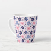 Botanical Pink And Blue Flowers Nature Print Latte Mok (Linkerhoek)