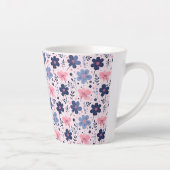 Botanical Pink And Blue Flowers Nature Print Latte Mok (Rechts)