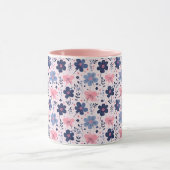 Botanical Pink And Blue Flowers Nature Print Mok (Midden)