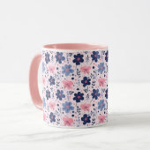 Botanical Pink And Blue Flowers Nature Print Mok (Voorkant links)