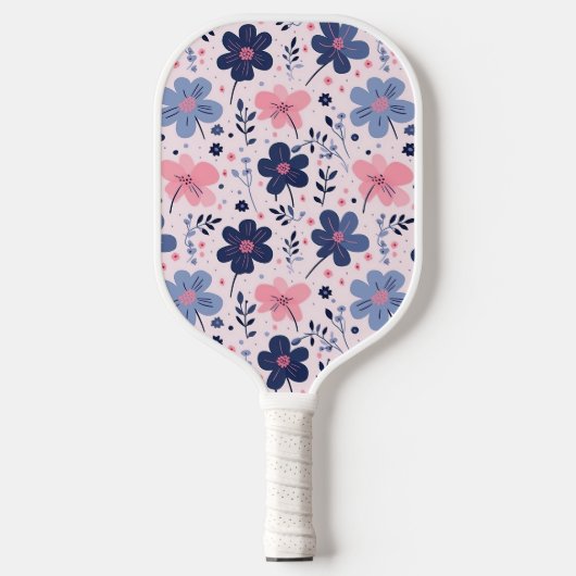 Botanical Pink And Blue Flowers Nature Print Pickleball Paddle (Voorkant)