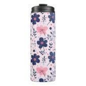 Botanical Pink And Blue Flowers Nature Print Thermosbeker (Voorkant)