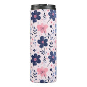 Botanical Pink And Blue Flowers Nature Print Thermosbeker (Achterkant)