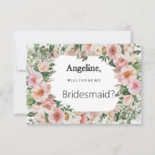 Botanical pink blossom summer floral Bridesmaid Kaart (Voorkant)