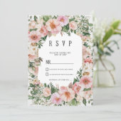 Botanical pink blossom summer floral RSVP  Kaart (Staand voorkant)