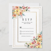 Botanical pink orange gold floral country RSVP Kaart (Voorkant)