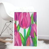 Botanical Pink Tulips Drawing Poster