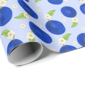 Botanical Plums Collection Blue Cadeaupapier (Rol Hoek)