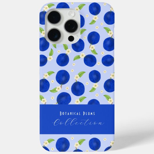 Botanical Plums Collection Blue Case-Mate iPhone Case (Achterkant)
