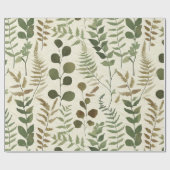 Botanical Pressed Leaves Pattern – Fern Print Cadeaupapier (Vlak)