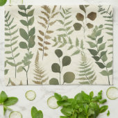 Botanical Pressed Leaves Pattern – Fern Print Theedoek (Gevouwen)