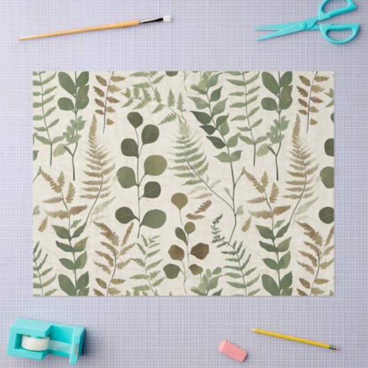 Botanical Pressed Leaves Pattern – Fern Print Tissuepapier (Craft)