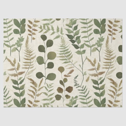 Botanical Pressed Leaves Pattern – Fern Print Tissuepapier (Voorkant)