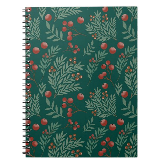 Botanical Red Berry Christmas Notebook Notitieboek (Voorkant)