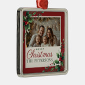 Botanical Red Custom Photo Christmas Ornament (Rechts)
