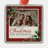 Botanical Red Custom Photo Christmas Ornament (Voorkant)